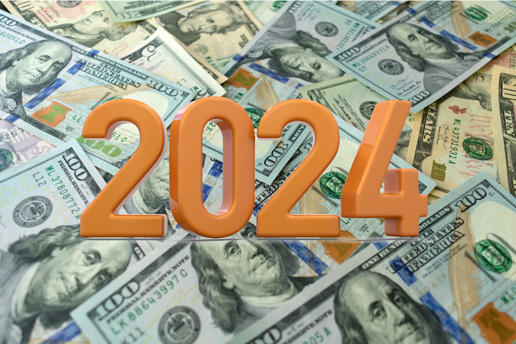 Staff of money with 2024 superimposed on top