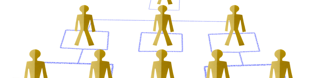 Business organization chart with gold figures