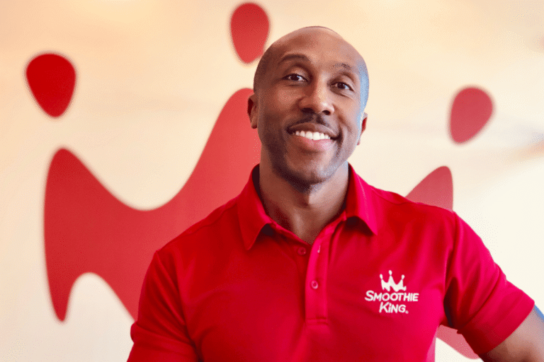 Anthony Pitts in a red Smoothie King shirt