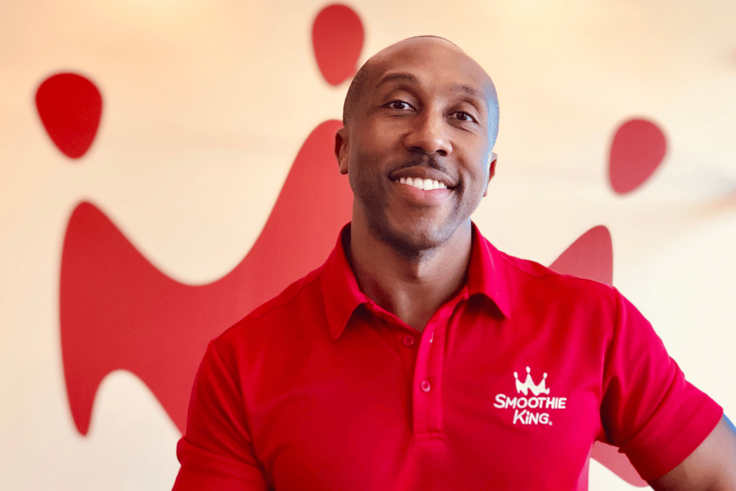 Anthony Pitts in a red Smoothie King shirt