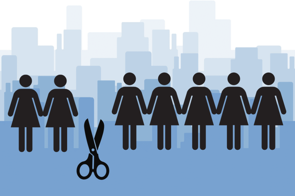 female silhouettes with scissors