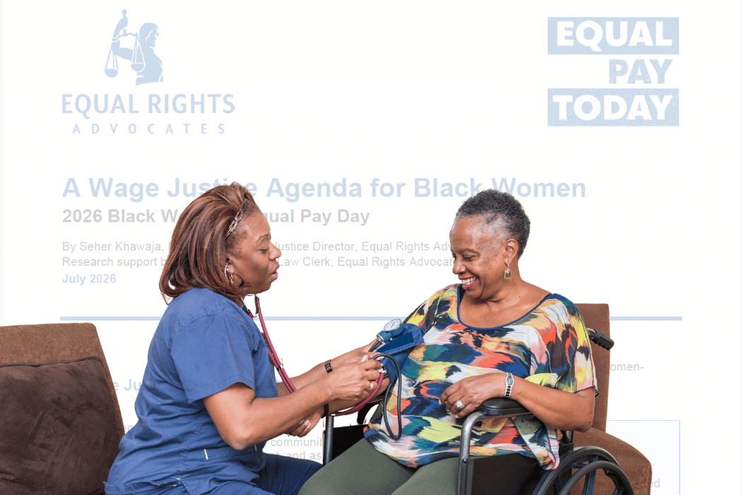 Black woman checking elderly patient's blood pressure