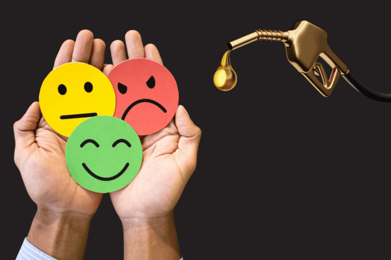 Hands holding feedback emojis