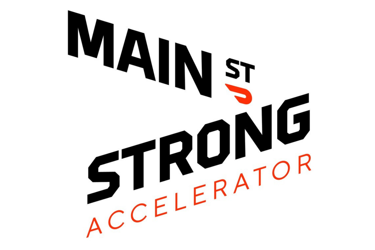 Black and red main street strongwomen accelerator logo