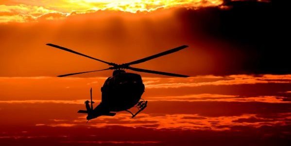 Helicopter in sunset