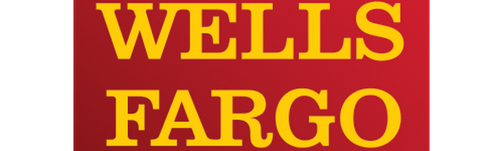 Wells Fargo logo with yellow letters on red background
