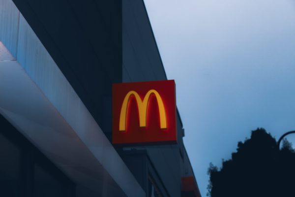 A photo of the McDonald's Golden arches on the side of a building.